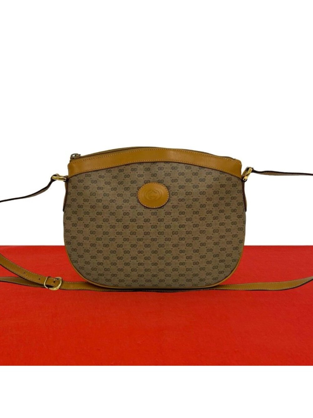 Gucci Vintage Micro GG Logo Pattern Leather Shoulder Bag Pochette Brown